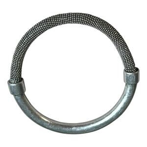 Kenneth Cole Half Brushed Silver Tone Solid Black Silver Malleable Mesh Bangle